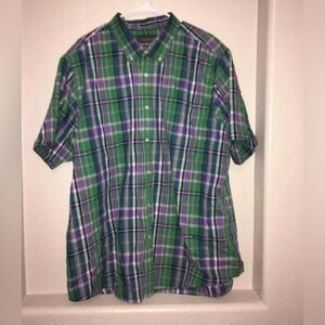 Men's Short Sleeve Plaid Button Up